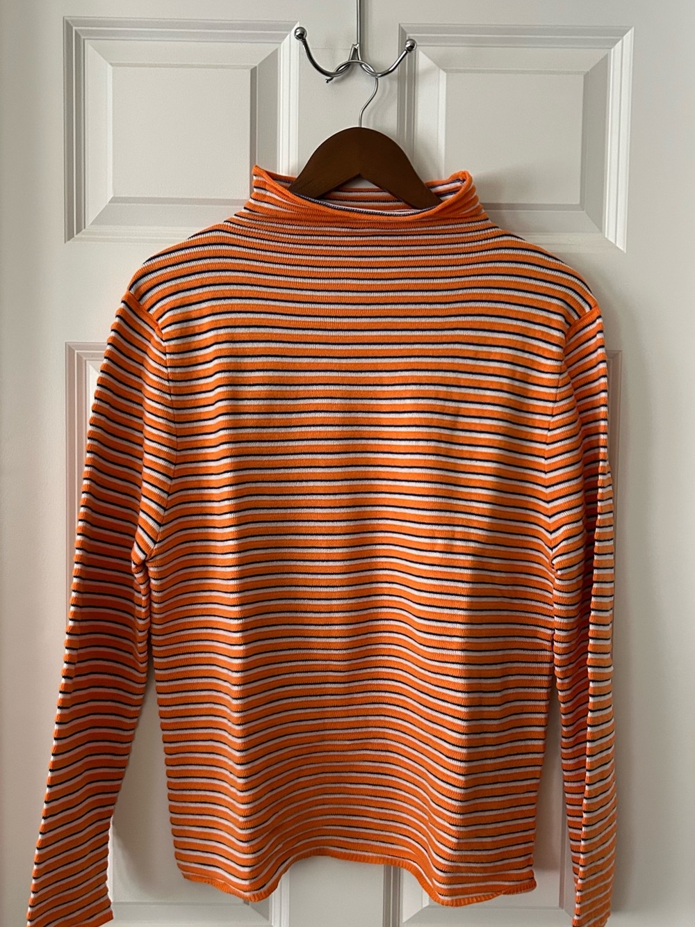 Striped Orange Cowl Neck Sweater - Unbranded